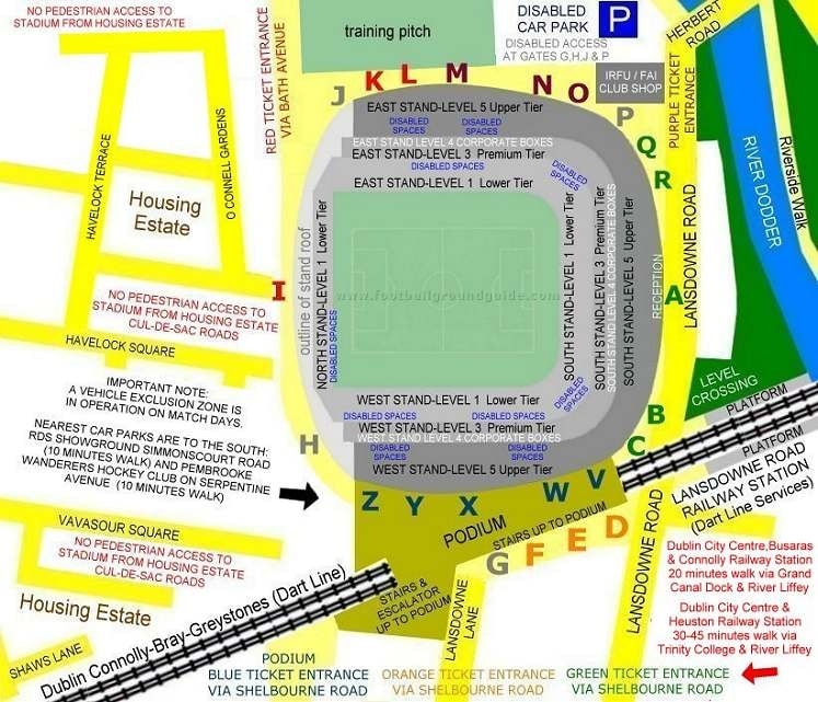 Ground Layout of Aviva Stadium