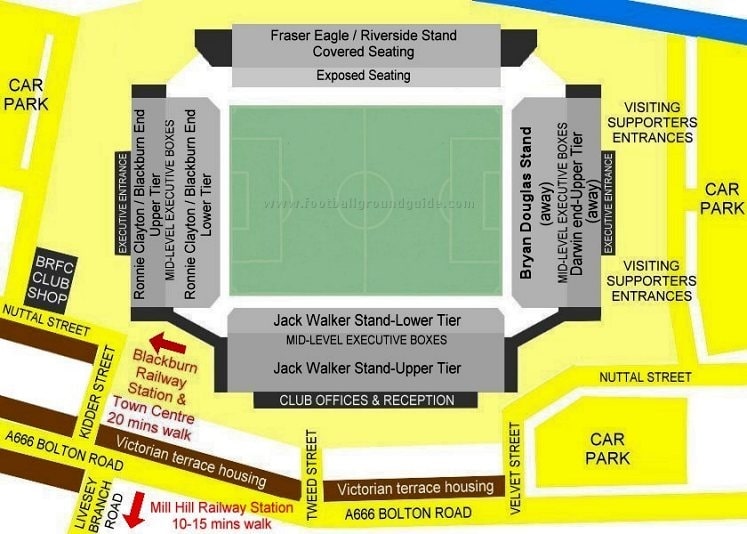 Ground Layout of Blackburn Rovers