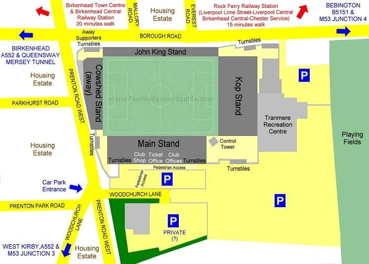 Ground Layout of Tranmere Rovers