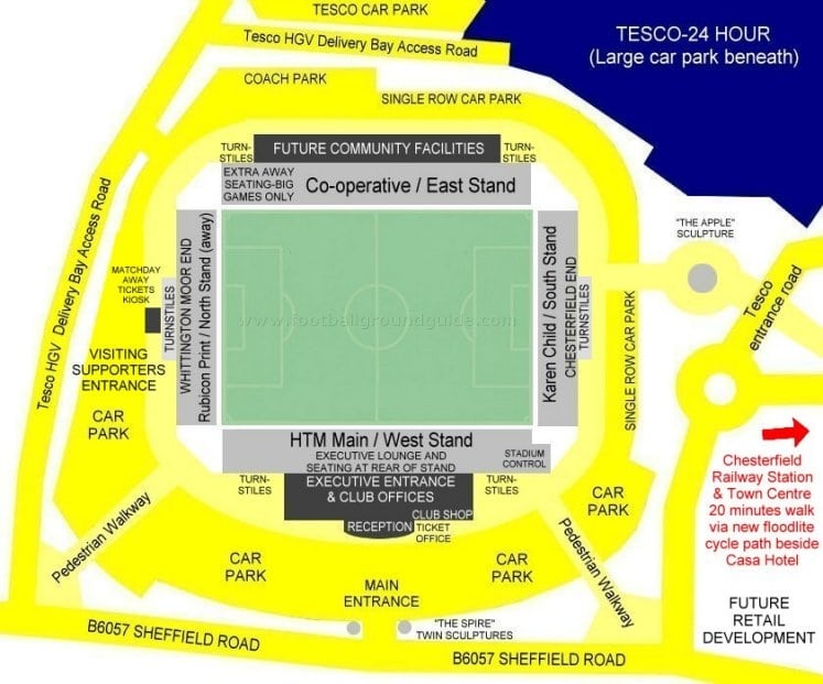 Ground Layout of Chesterfield &ndash; SMH Group Stadium