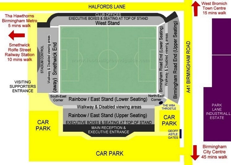 Ground Layout of West Bromwich Albion