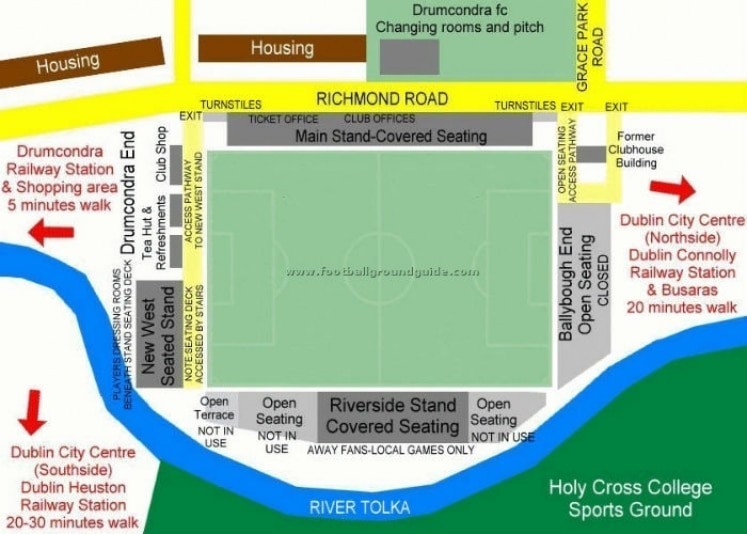 Ground Layout of Shelbourne (Tolka Park)