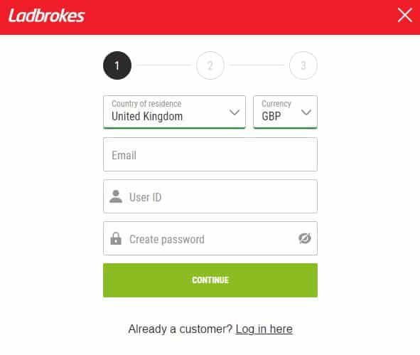 Ladbrokes Sign up Sign up process at Ladbrokes