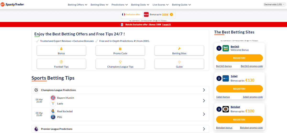 sporty trader home page