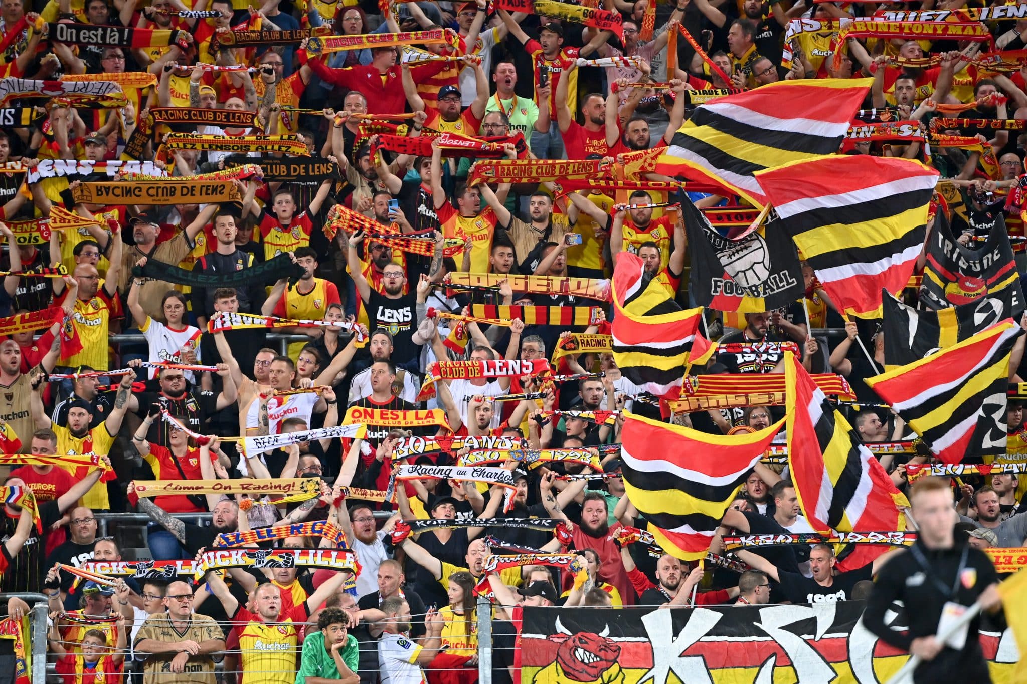 RC Lens fans at the RC Lens stadium, the Stade Bollaert-Delelis