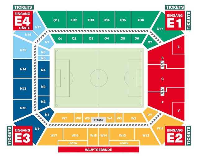 Ground Layout of SC Freiburg (Europa-Park Stadion)