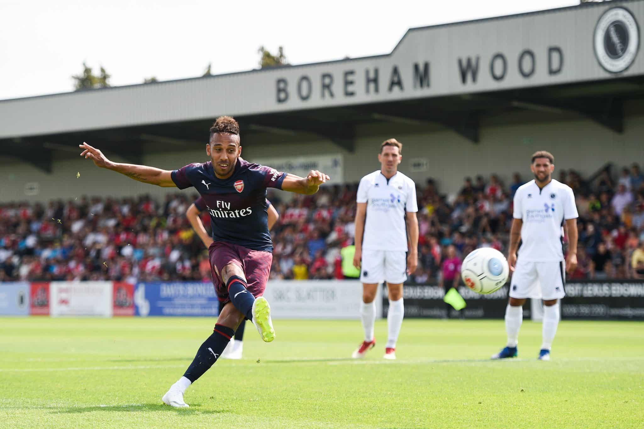 Aubameyang of Arsenal FC at Boreham Wood Meadow Park home of Arsenal Academy and Arsenal Women