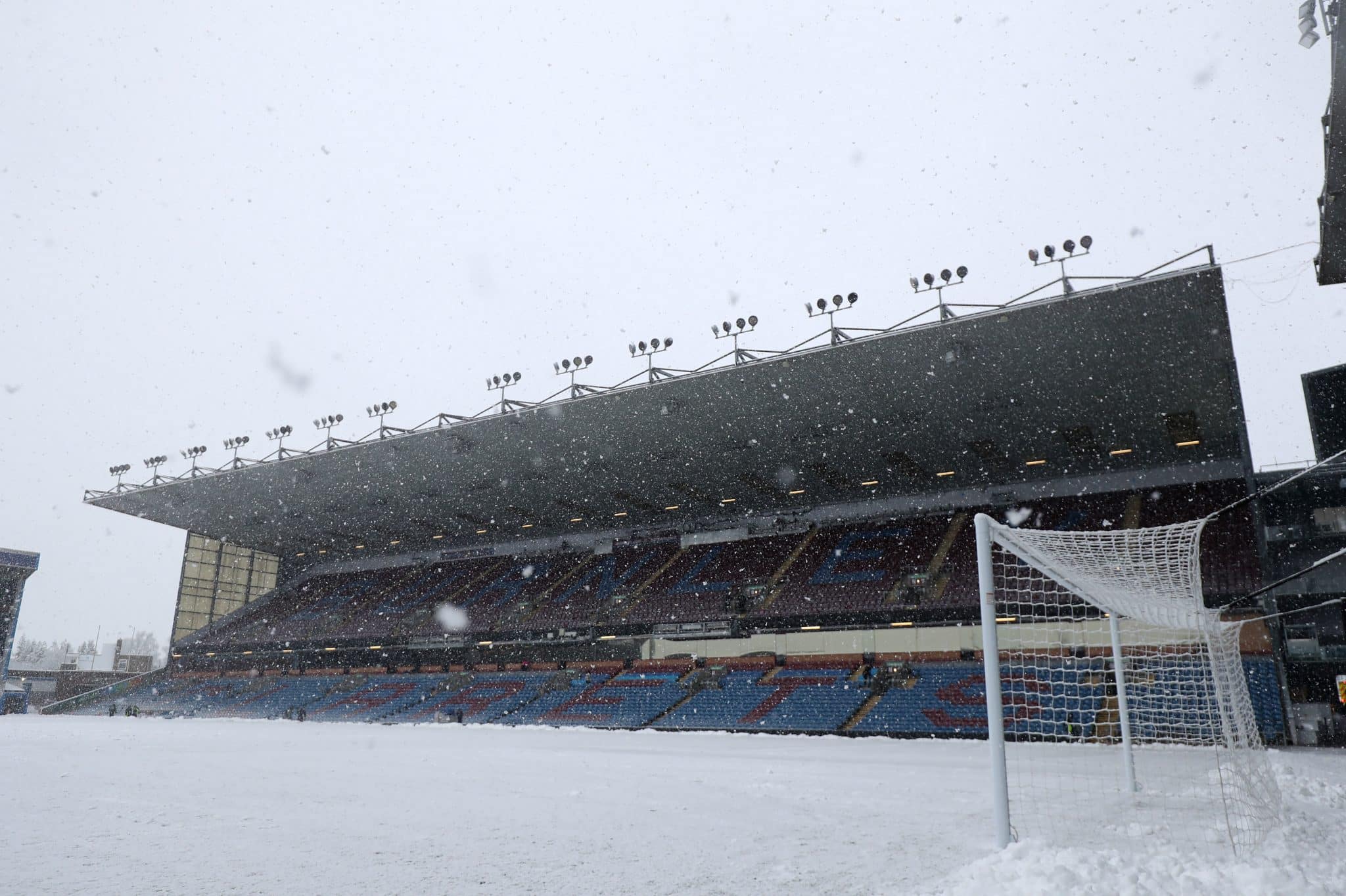 Snow at Burnley's Turf Moor Stadium | Premier League winter break has been introduced not for weather but for player welfare