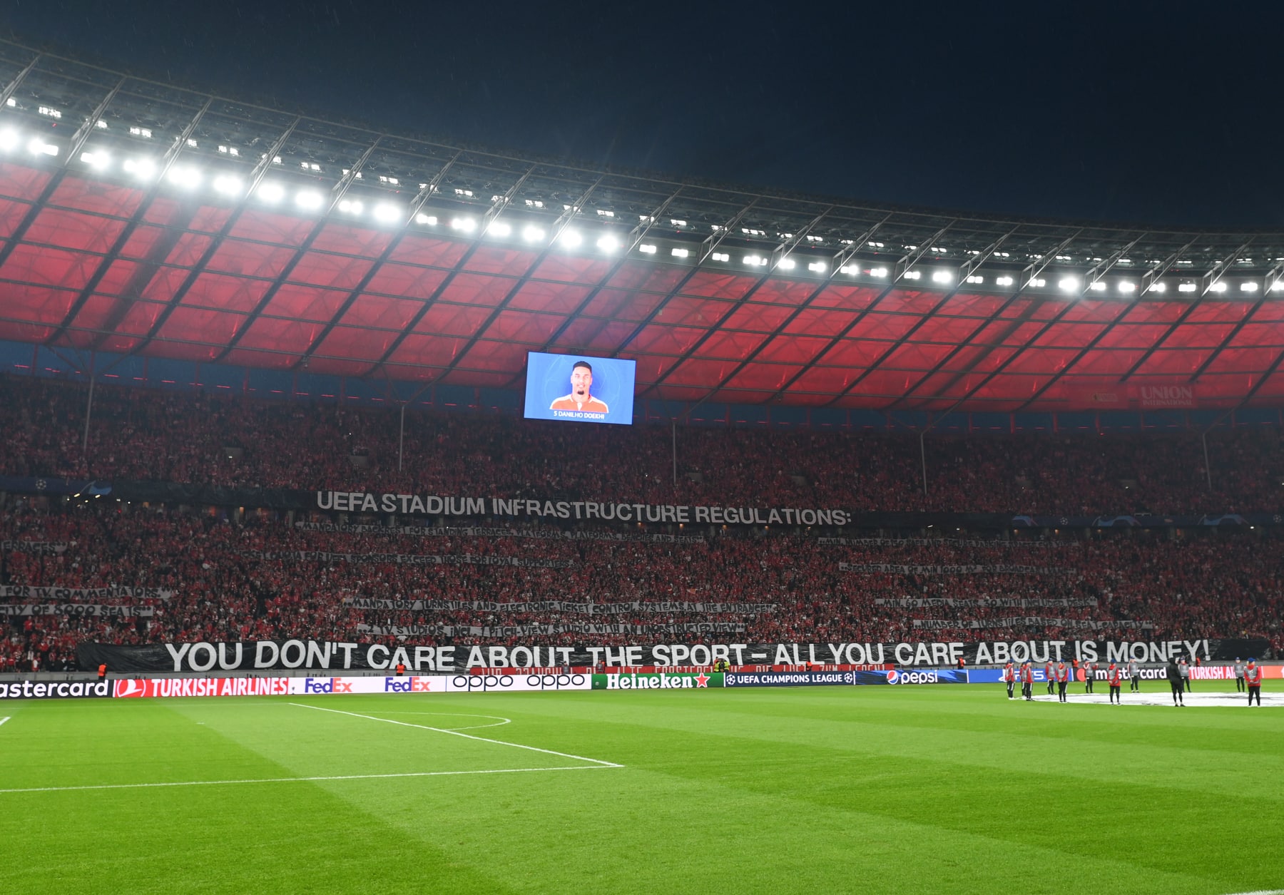 Union Berlin fans protest UEFA stadium regulations in Champions League