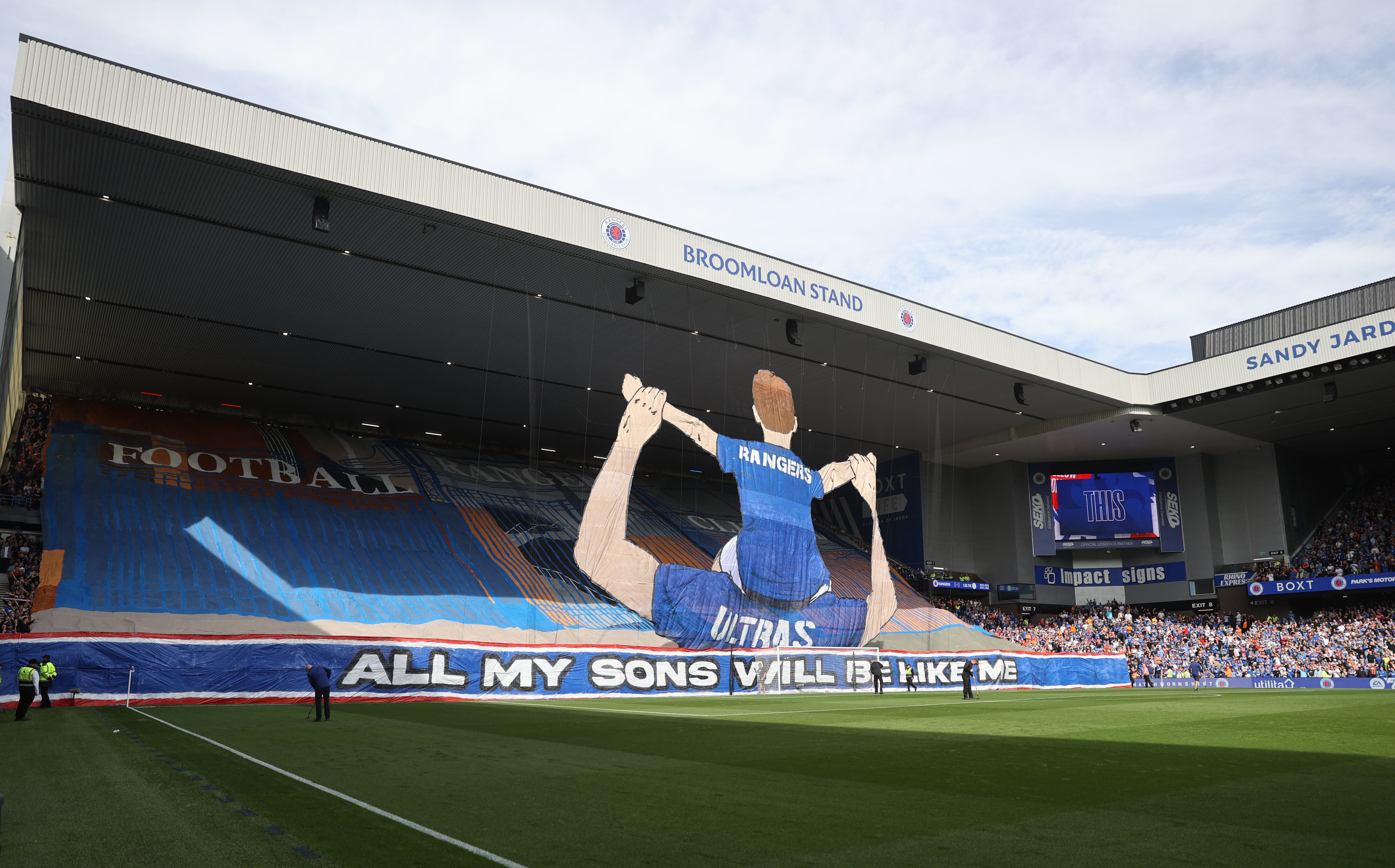 Rangers fans in Cyprus will enjoy a unique trip | Pictured here the Gers fans tifo at Ibrox Stadium