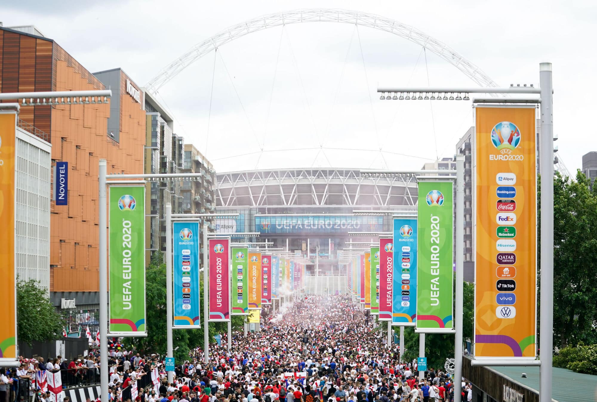The 13 biggest stadiums in Europe: Where does Wembley rank? 12 England fans along Wembley Way ahead of the UEFA Euro 2020 Final.