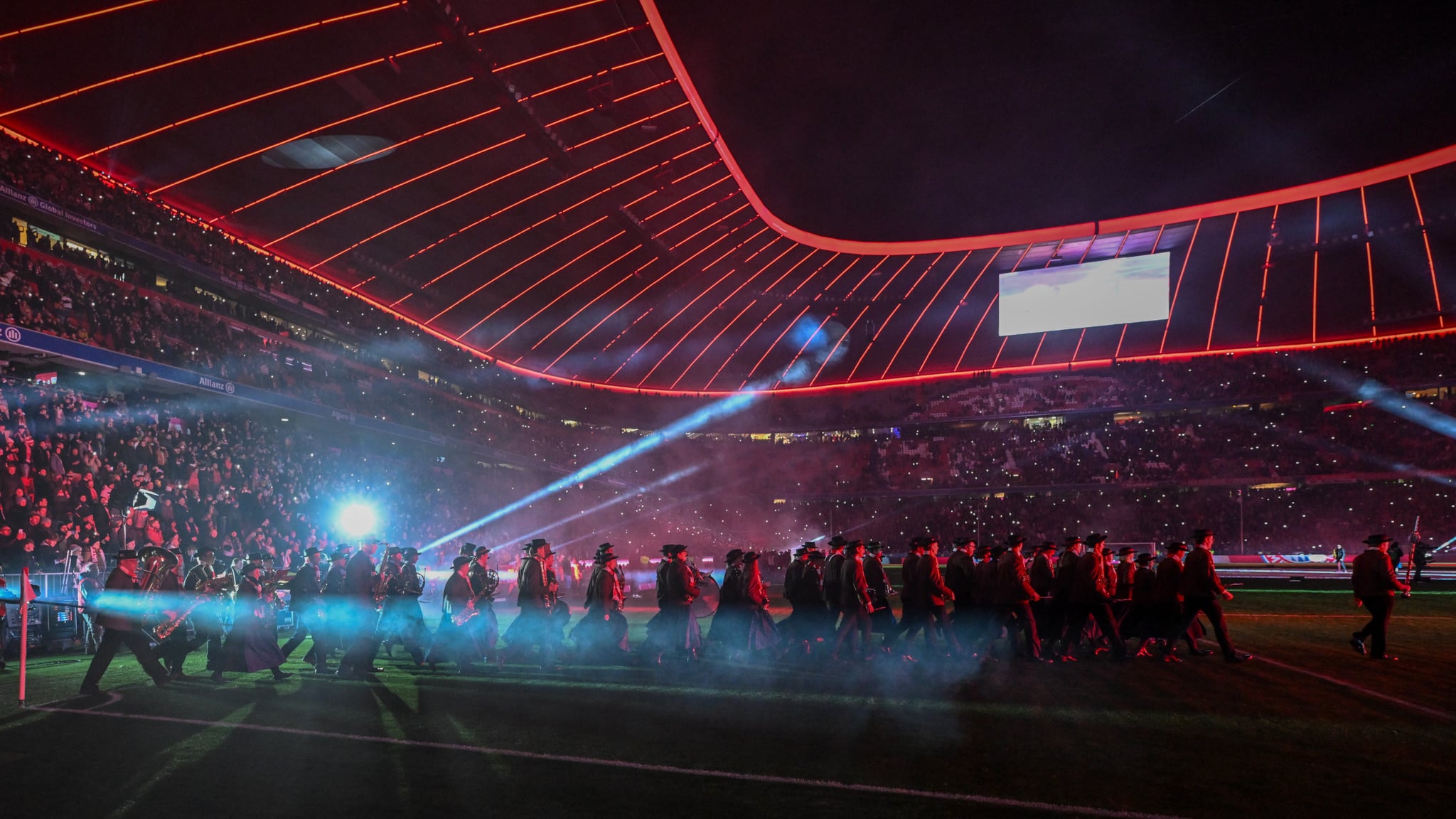 Germany EURO 2024 stadiums map: Full list and detail of host grounds 5 17 December 2023, Bavaria, Munich: Soccer: Bundesliga, Bayern Munich - VfB Stuttgart, Matchday 15, Allianz Arena. After the match, a traditional band enters the pitch.