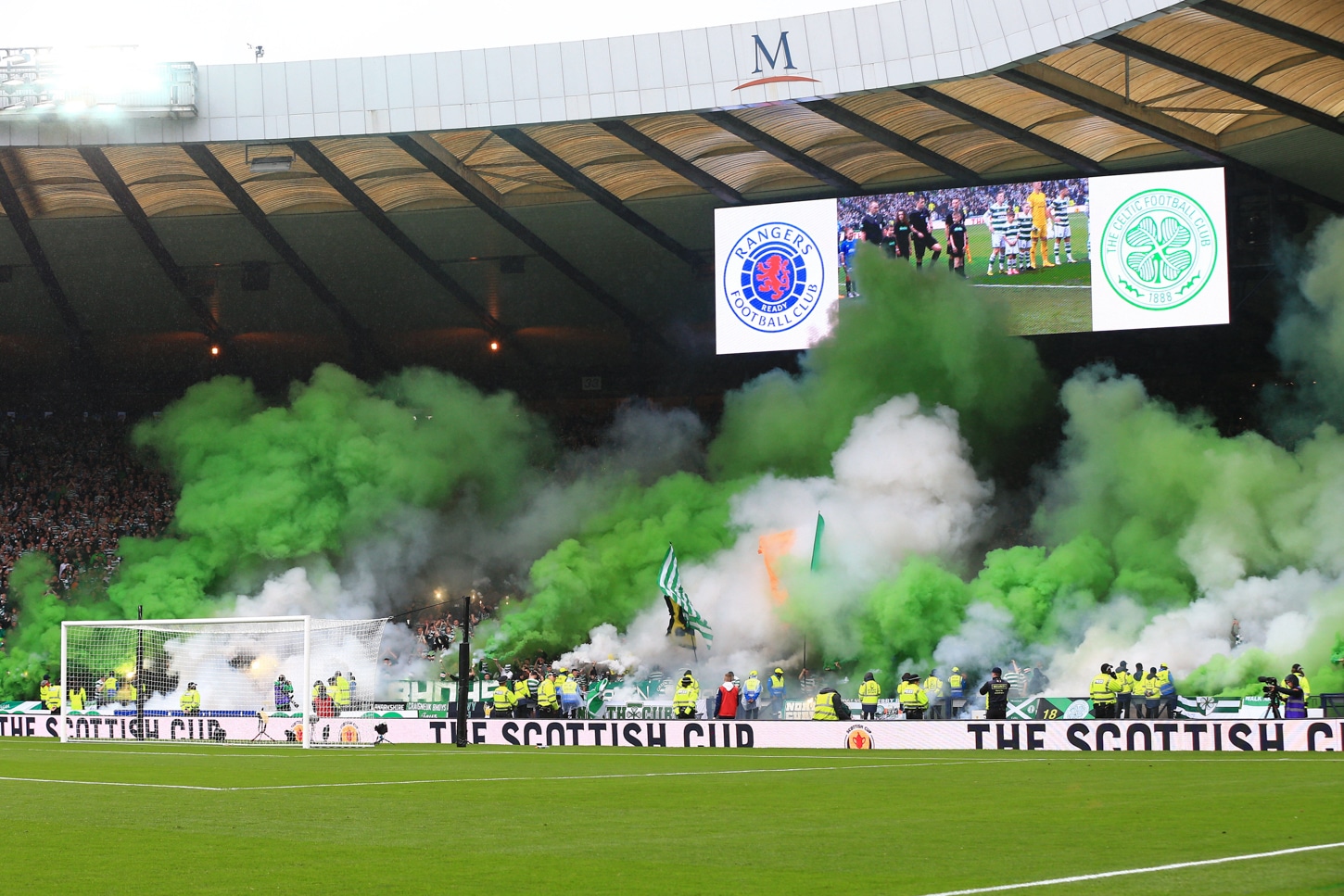 Celtic fans pyro v Rangers at the Scottish Cup semi-final at Hampden Park