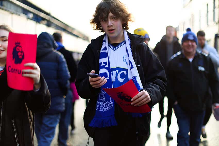 Everton fan Julie Clarke sends clear message to EPL in Parliament 1 Everton fans campaign against the Premier League outisde Goodison Park