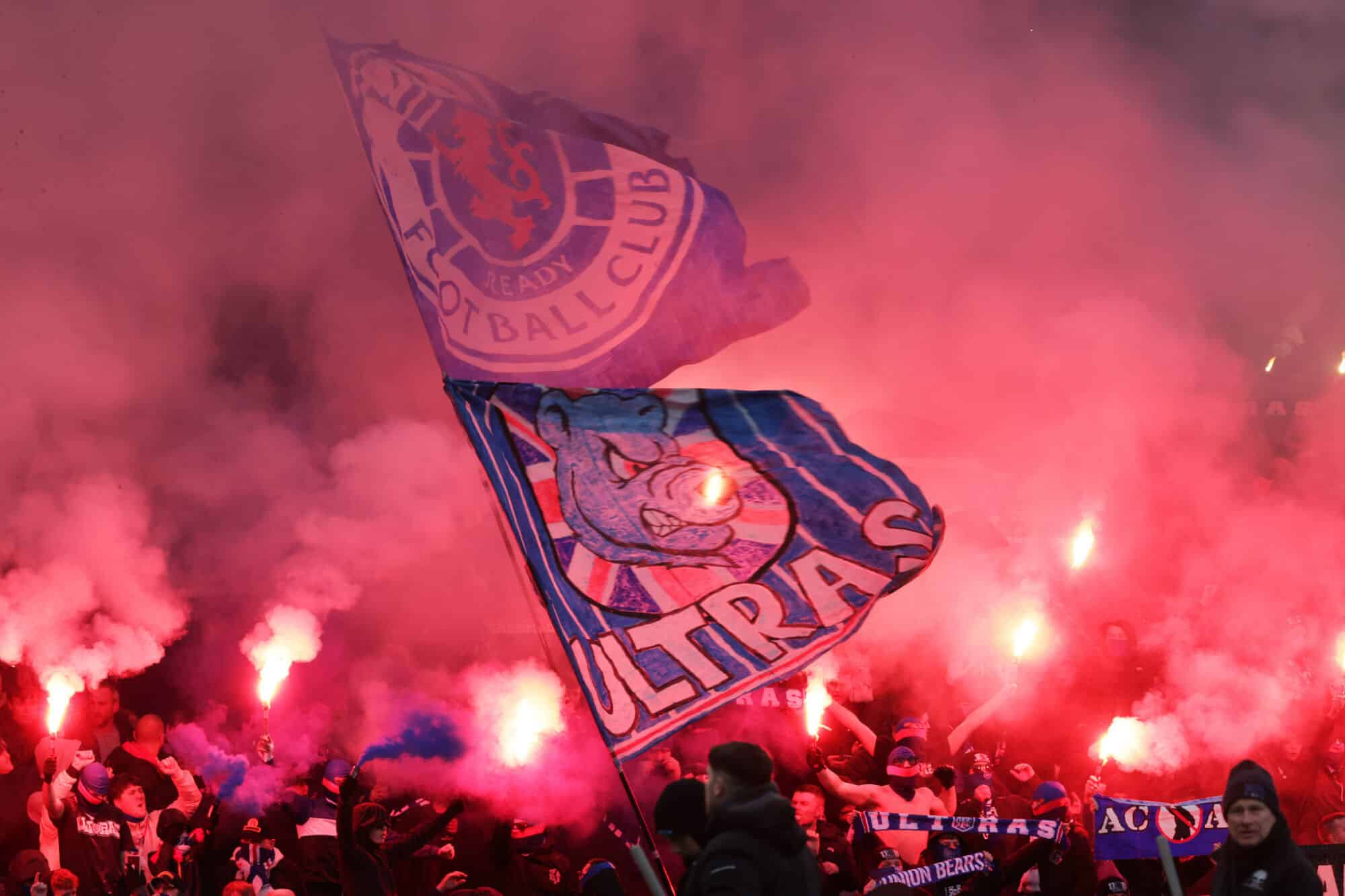 Rangers fans set off pyros and fireworks prior to Scottish Cup clash with Dumbarton 1 Rangers - Pyrotechnics