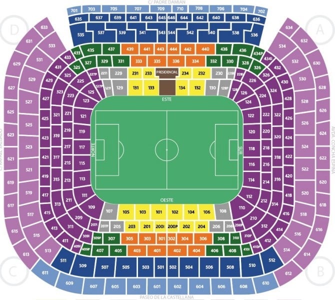 Santiago Bernabeu seating map