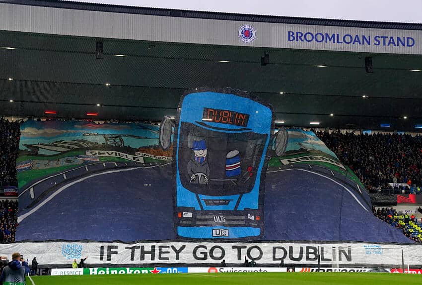 Rangers ultras unveil incredible Tifo against Benfica 1 Rangers Tifo