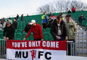 Man United fans at Rodney Parade