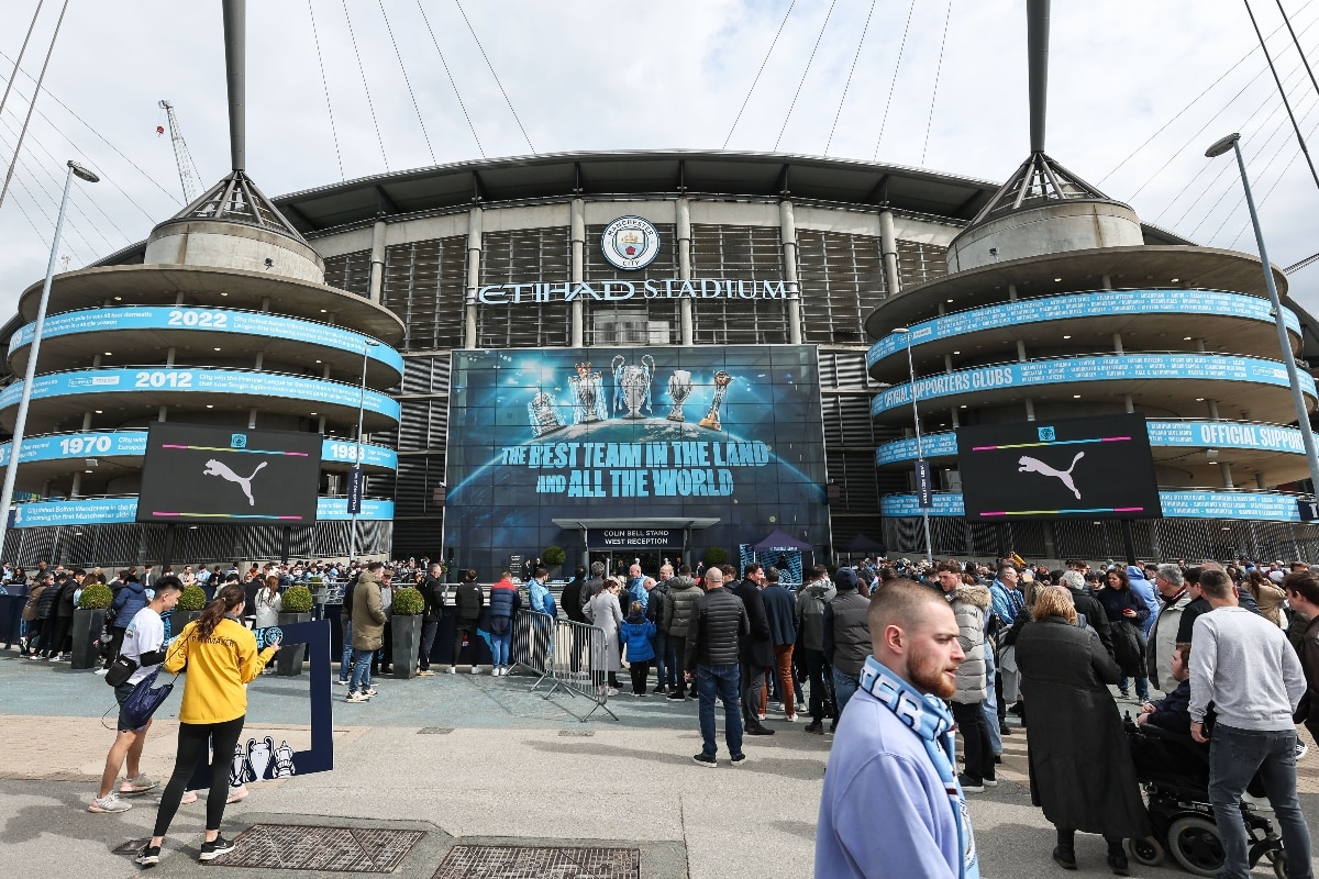 Man City banner gets confiscated after ticket price protest 1 Man City banner at the Etihad Stadium