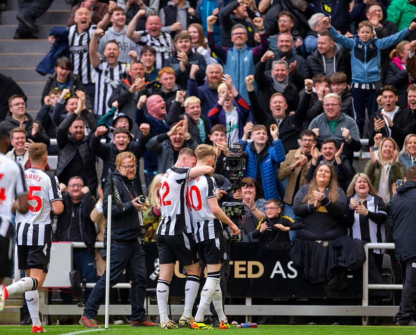 Newcastle United trial incredible haptic shirts against Tottenham 1 Newcastle United fans celebrate a goal against Tottenham