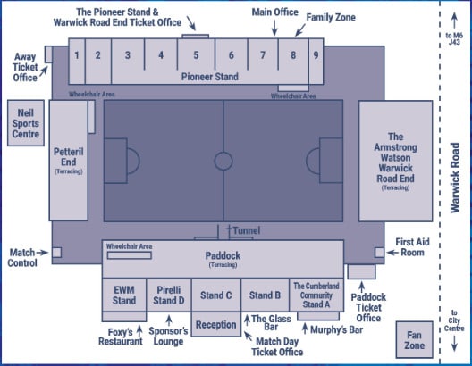Carlisle United Brunton Park seating plan