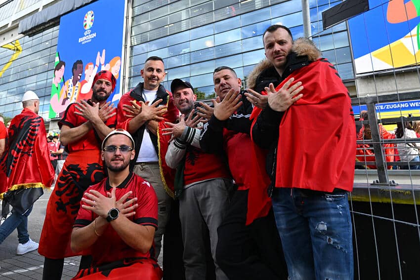 Albania fans mock spaghetti ahead of Euro 2024 Italy clash 1 Albania fans mock spaghetti