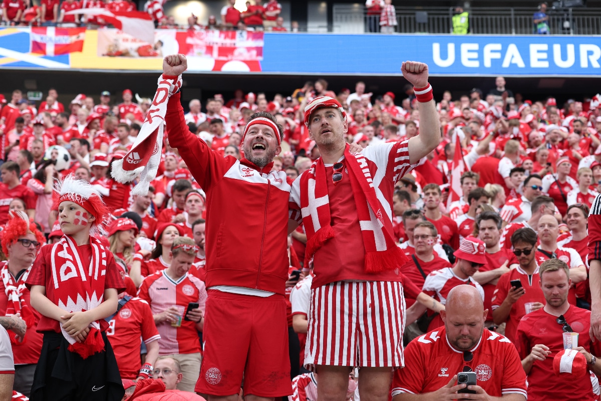 Denmark fans taunt England fans before Euro 2024 clash 1 denmark fans taunt england fans