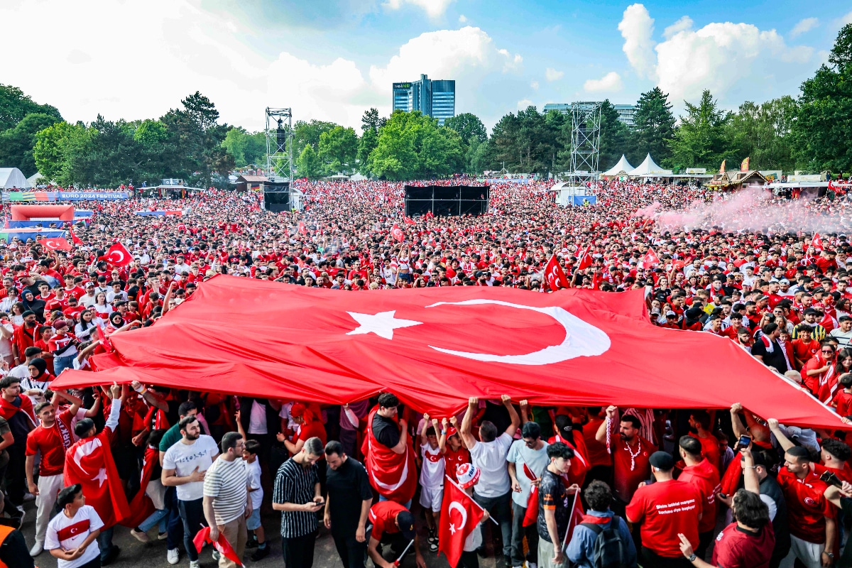 Portugal and Turkey fans march separately to Signal Iduna Park 1 turkey fans