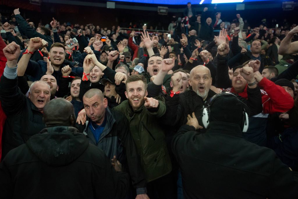 Manchester United fans at the Parc des Princes