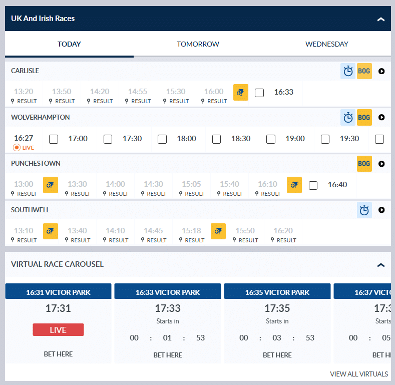 horse racing at coral