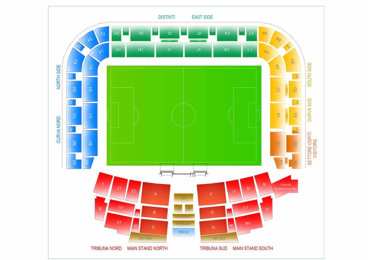 Seating plan Stadio friuli