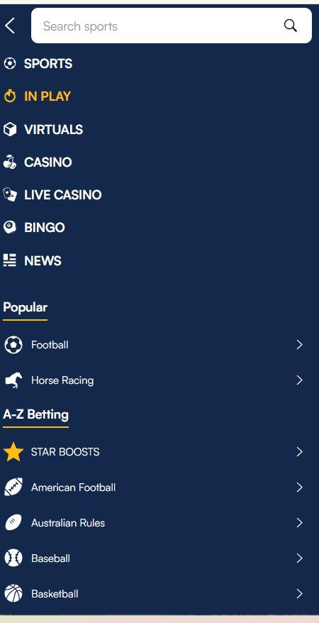 Star Sports in play tab