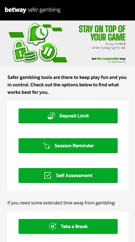 betway safe gambling tools