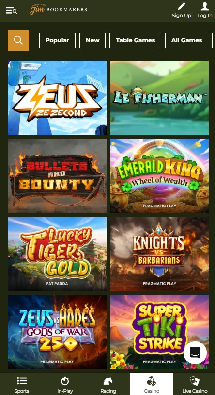 gentleman jim casino review, game library