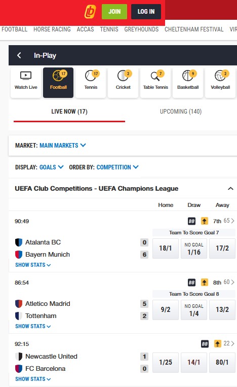 ladbrokes in play football betting