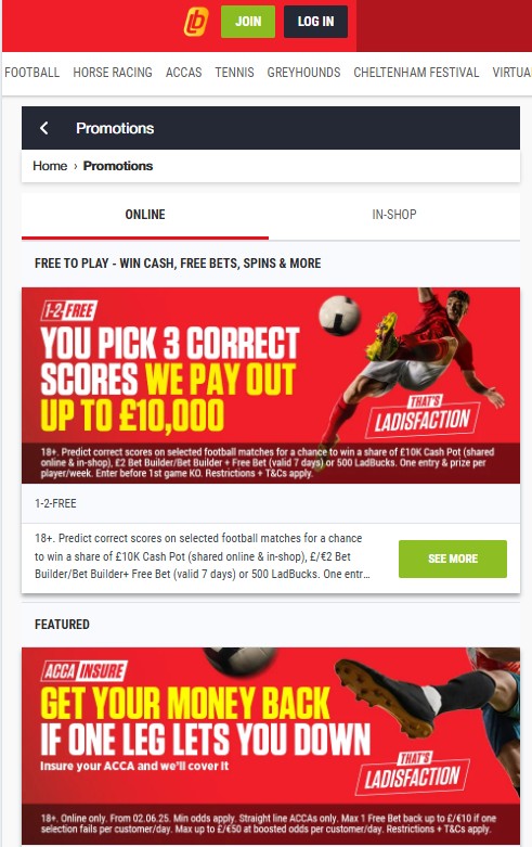 ladbrokes sportsbook review: ongoing promotions