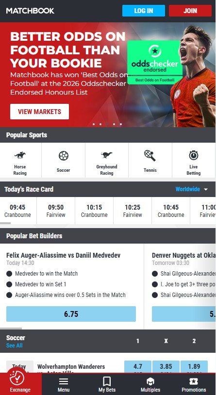 matchbook platform review, mobile view