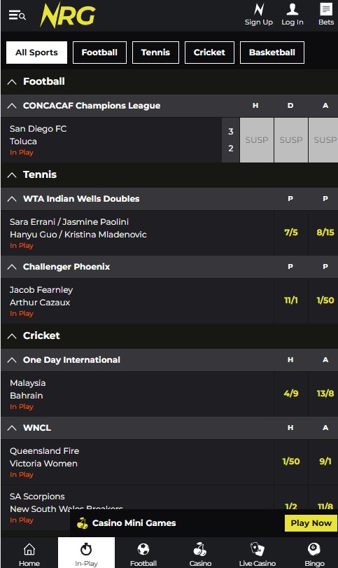 nrg sportsbook markets