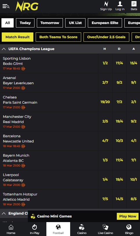 nrg sportsbook and betting odds review