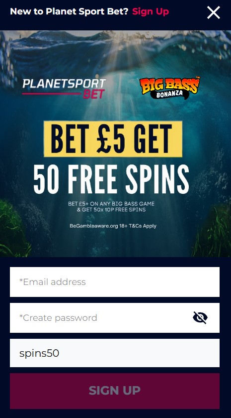 planet sport bet casino welcome offer 50 free spins