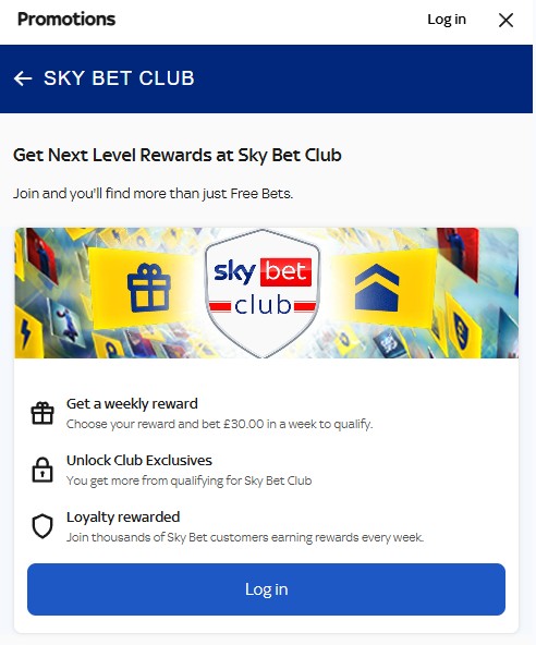 sky bet club promotion