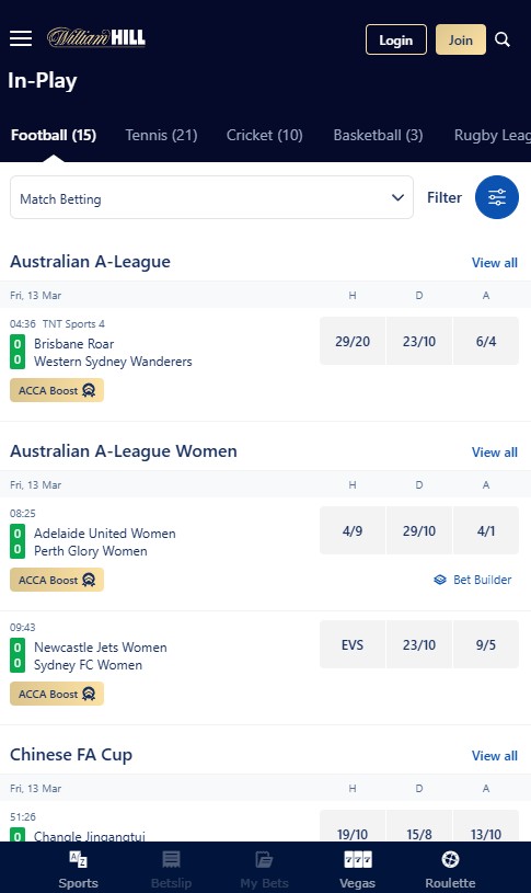 wwilliam hill in play football tab