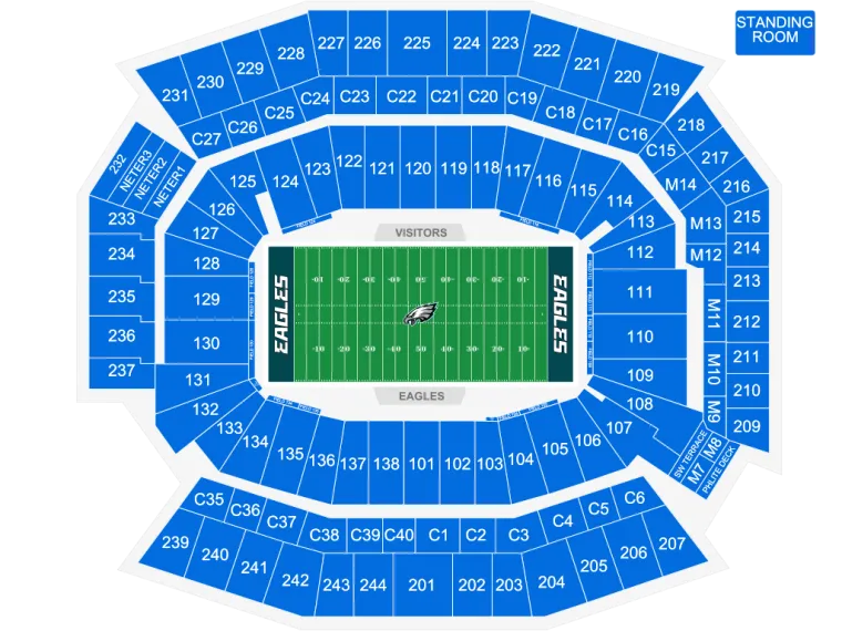 Lincoln Financial Field seating plan