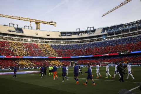 Barcelona demand UEFA action after &lsquo;unacceptable&rsquo; Frankfurt fans damage away section of new Camp Nou
