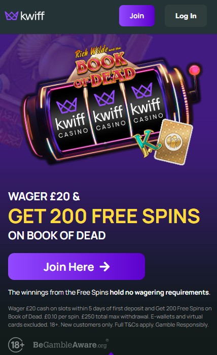 kwiff casino review of 200 free spins welcome bonus