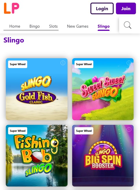 lucky pants bingo, slingo section