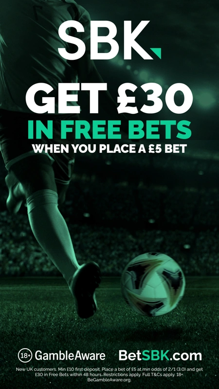 sbk sign up sports offer UK: play 5, get 30 in free bets