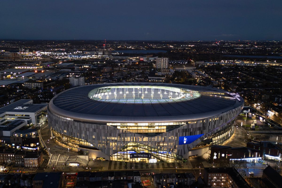 A general view outside the Tottenham Hotspur Stadium