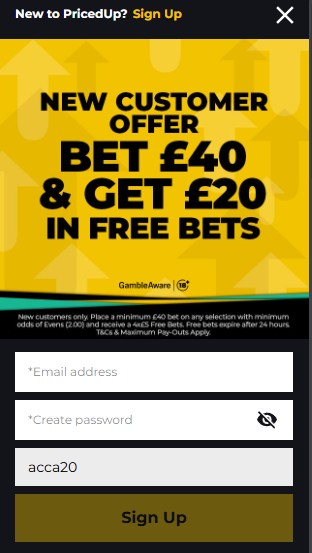 priced up review and sports sign up offer