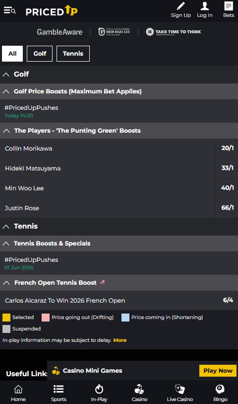 priced up sportsbook price boosts